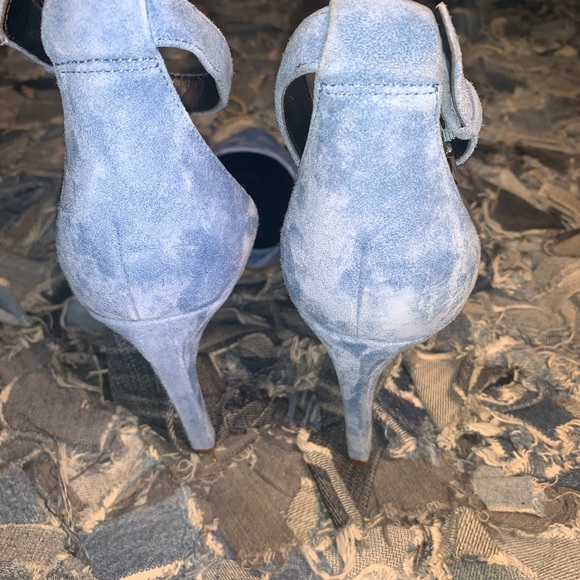 Baby Blue Suede Heels - Picture 6 of 8